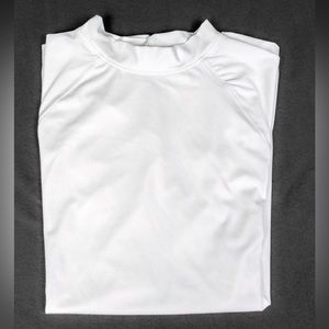 Land’s End Pure White Swim-shirt Rashguard. Sun-protection swimwear.